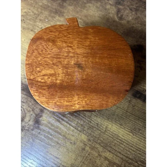 Apple Shaped Wooden Trinket Puzzle Jewelry Keepsake Box School Teacher Gift Vtg - Picture 9 of 15
